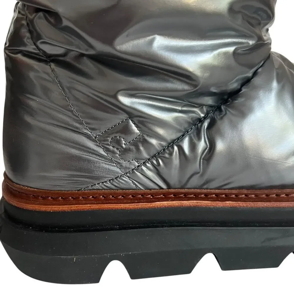 Tory Burch Sleeping Bag Quilted Puffy Platform Sliver Snow Boots Size 10.5